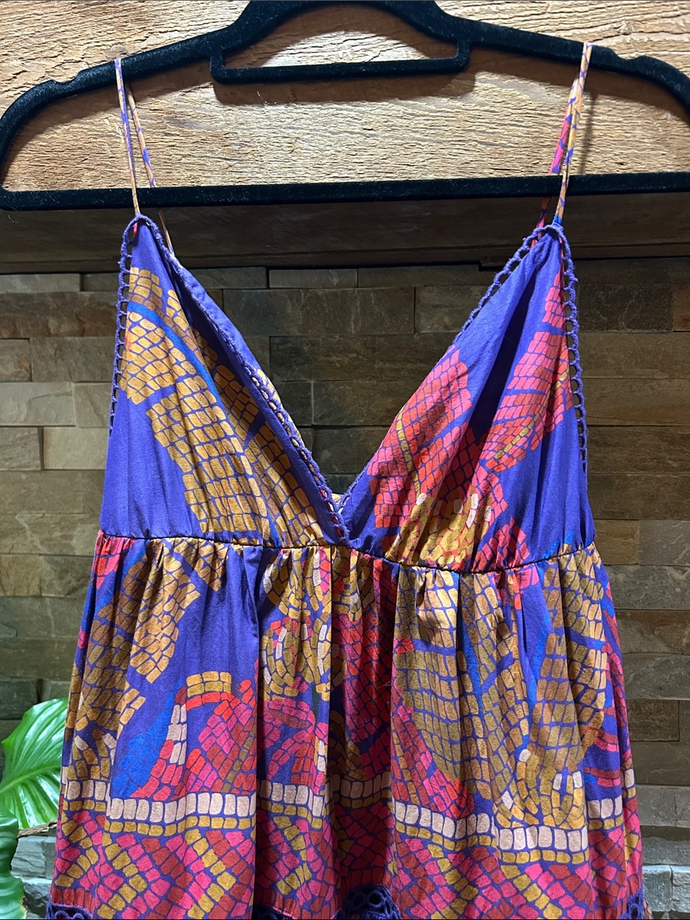 FARM RIO Blue Forest Mosaic Sleeveless Maxi Dress Small - Picture 3 of 16
